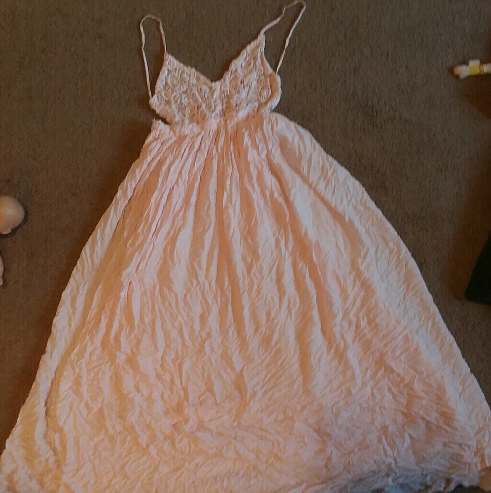 Pink backless dress.